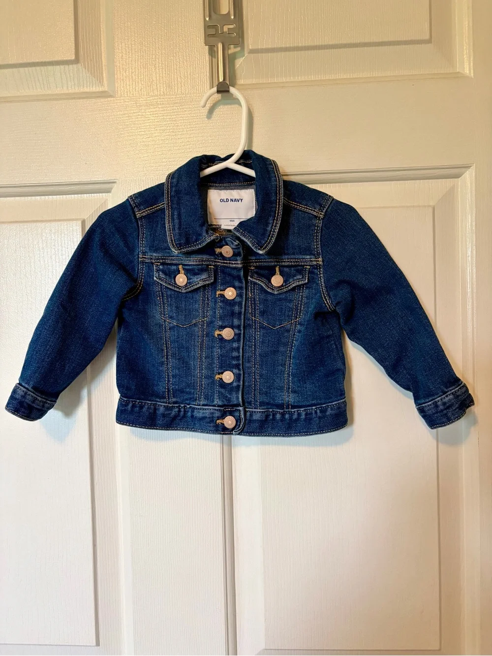 Old Navy Jean Jacket Toddler 12-18 Months Dark Blue Denim Cotton Stretch Snaps
